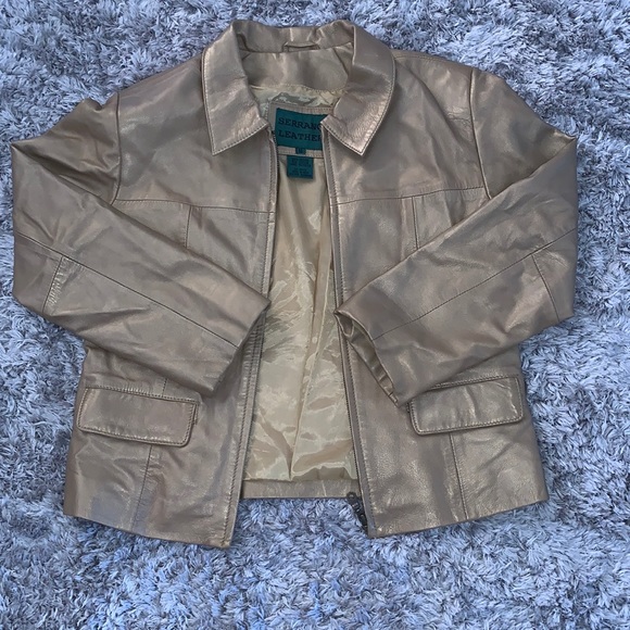 Women’s Serrano Leather Gold Jacket size medium - Picture 1 of 3